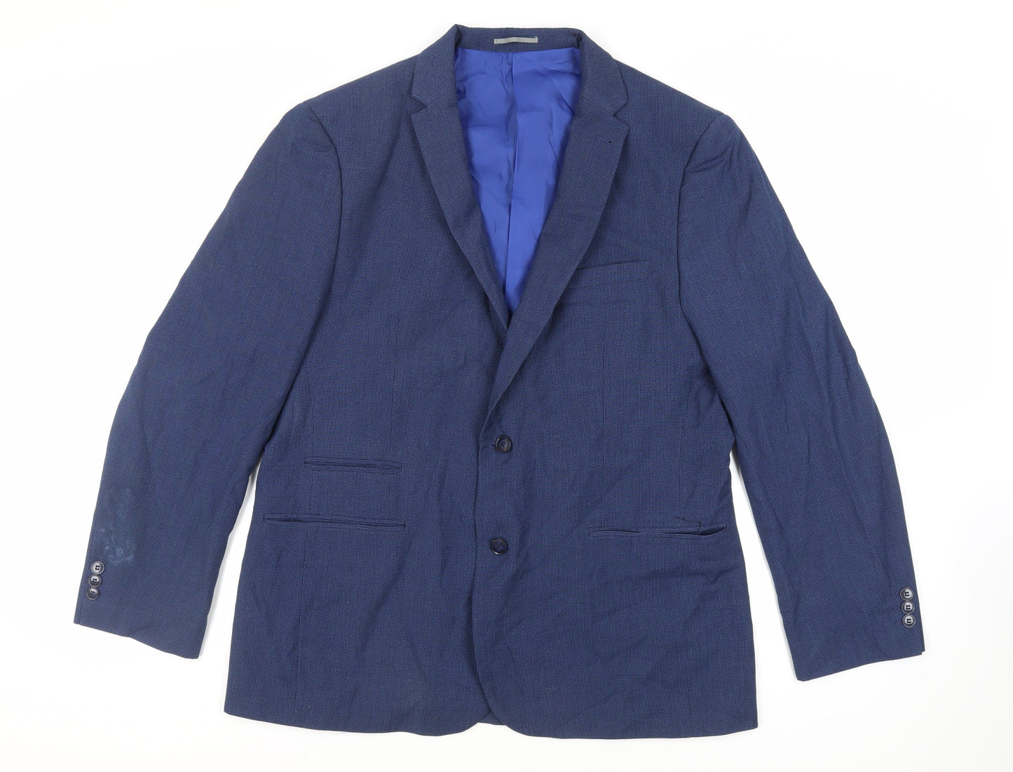 Fellini Mens Blue Polyester Jacket Suit Jacket Size 46 Regular
