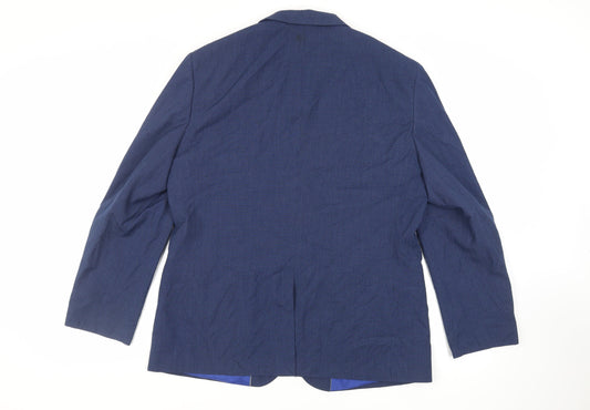 Fellini Mens Blue Polyester Jacket Suit Jacket Size 46 Regular