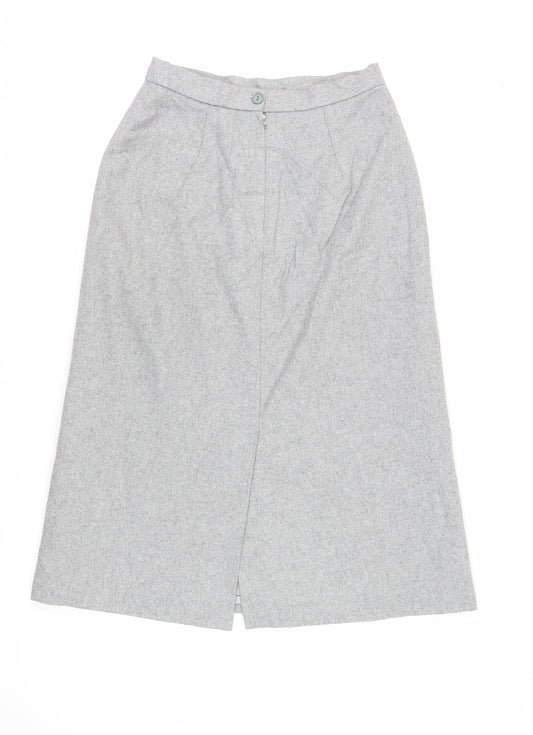 Richards Shops Womens Grey Polyester A-Line Skirt Size 14 Zip - Vintage
