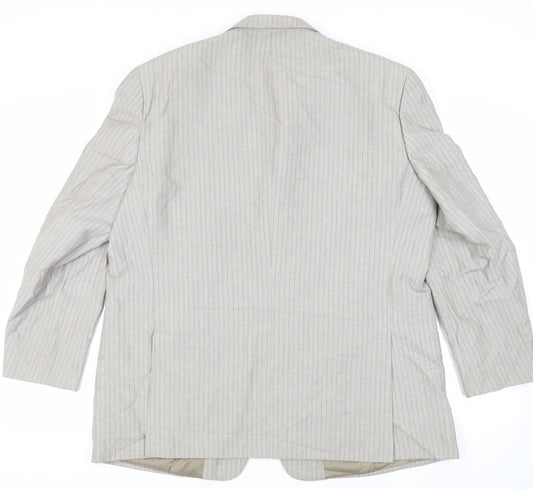 Brook Taverner Mens Grey Striped Polyester Jacket Suit Jacket Size 48 Regular