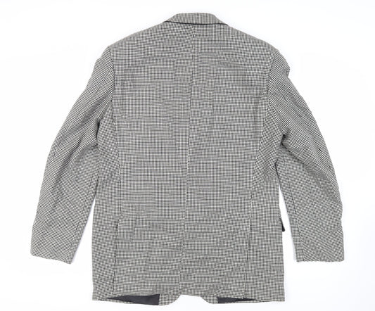 Marks and Spencer Mens Black Geometric Wool Jacket Blazer Size 42 Regular