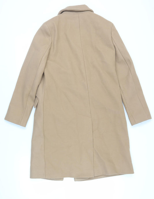 Marks and Spencer Womens Beige Overcoat Coat Size 10 Snap