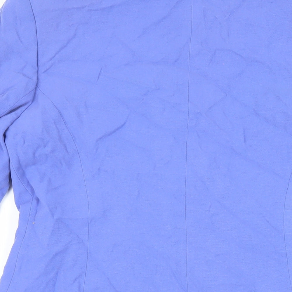 Brand and care label for Principles women’s blue overcoat coat, size UK 14, button