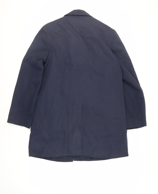 Hornes Mens Blue Overcoat Coat Size S Button