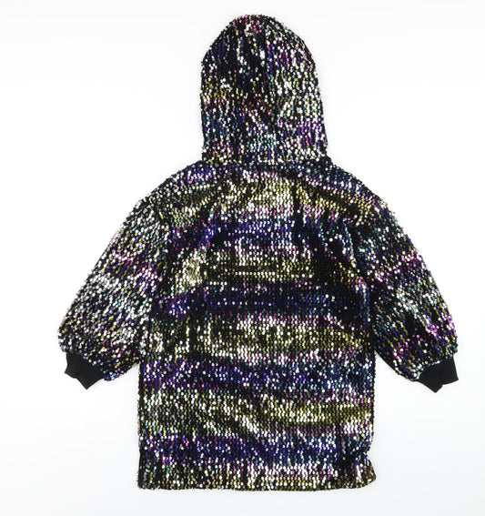 NEXT Girls Multicoloured Polyester Pullover Hoodie Size 7 Years Pullover - Sequin
