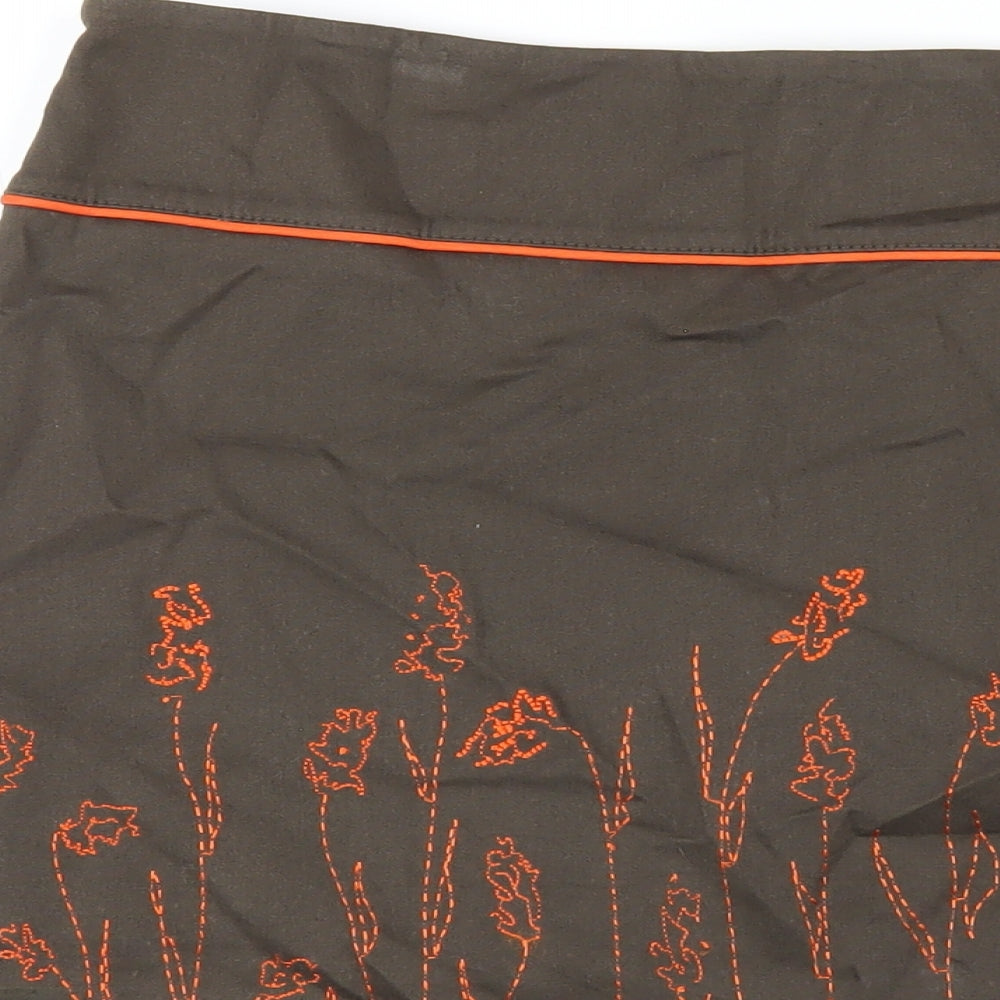 Nicola Quilter Womens Green Cotton A-Line Skirt Size 12 Zip