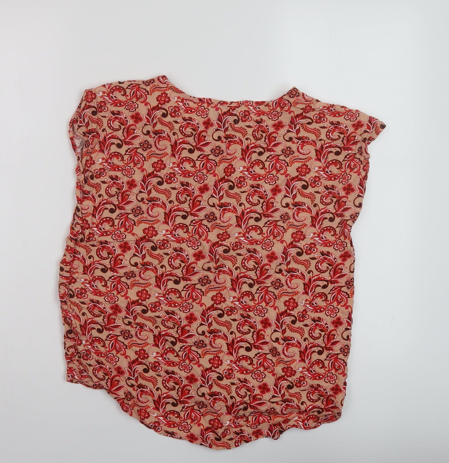 L'ocean Sud Womens Multicoloured Geometric Viscose Basic Blouse Size M Round Neck