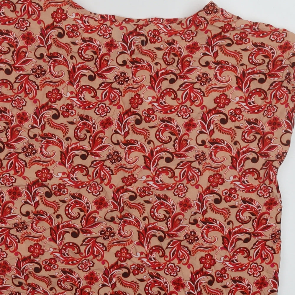 L'ocean Sud Womens Multicoloured Geometric Viscose Basic Blouse Size M Round Neck
