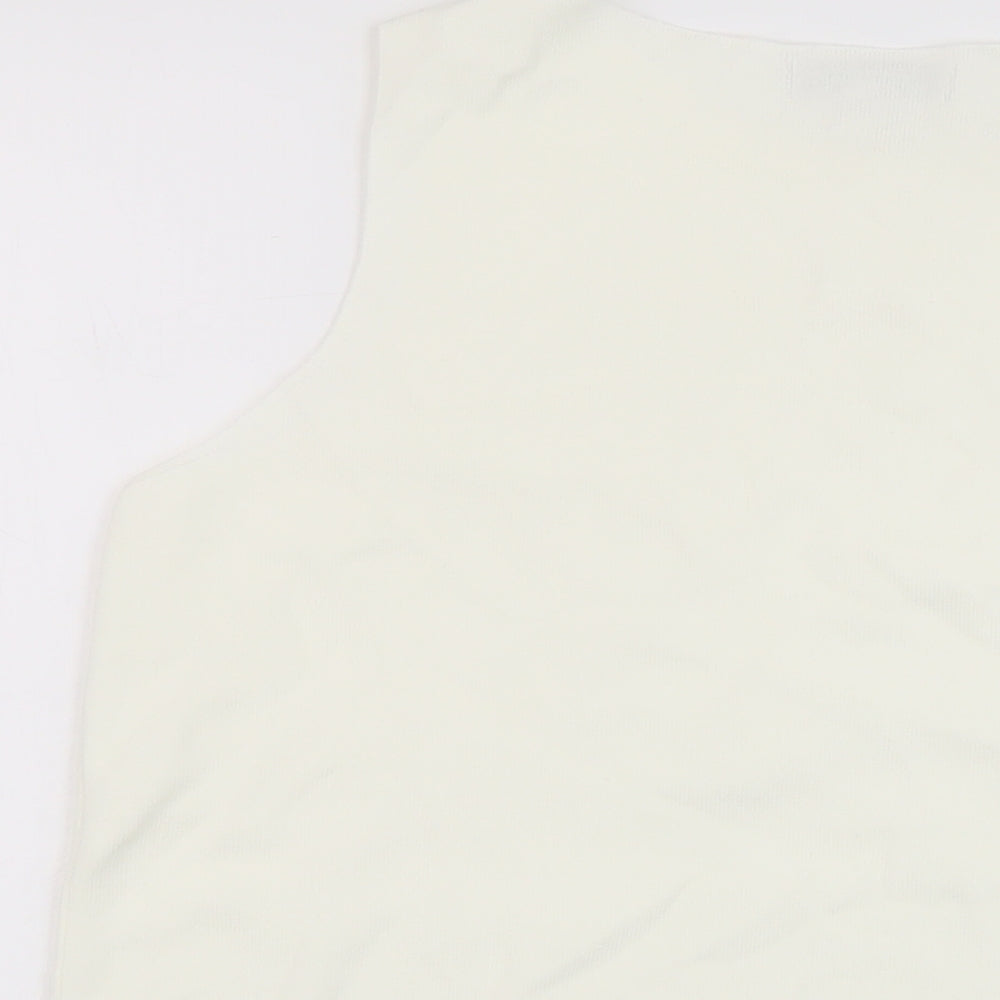 Marks and Spencer Womens White Viscose Basic Tank Size 14 Round Neck
