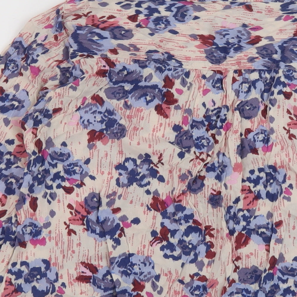 Marks and Spencer Womens Multicoloured Floral Viscose Basic Blouse Size 12 V-Neck