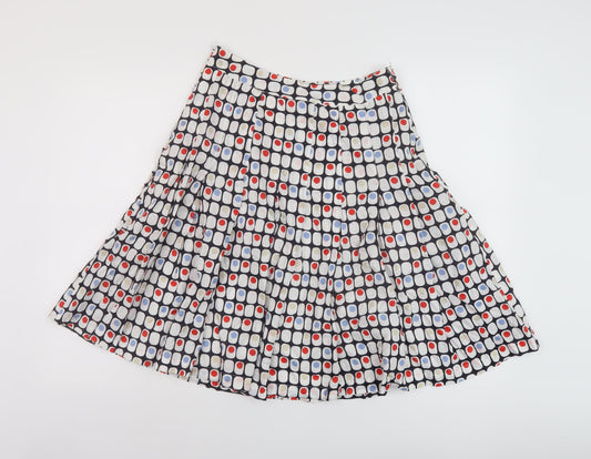 Hpobbs Womens Multicoloured Geometric Cotton A-Line Skirt Size 8 Zip