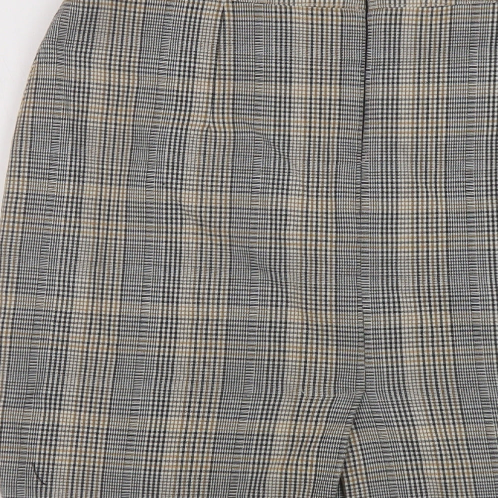 h7M Womens Grey Plaid Polyester Mini Skirt Size 10 Zip