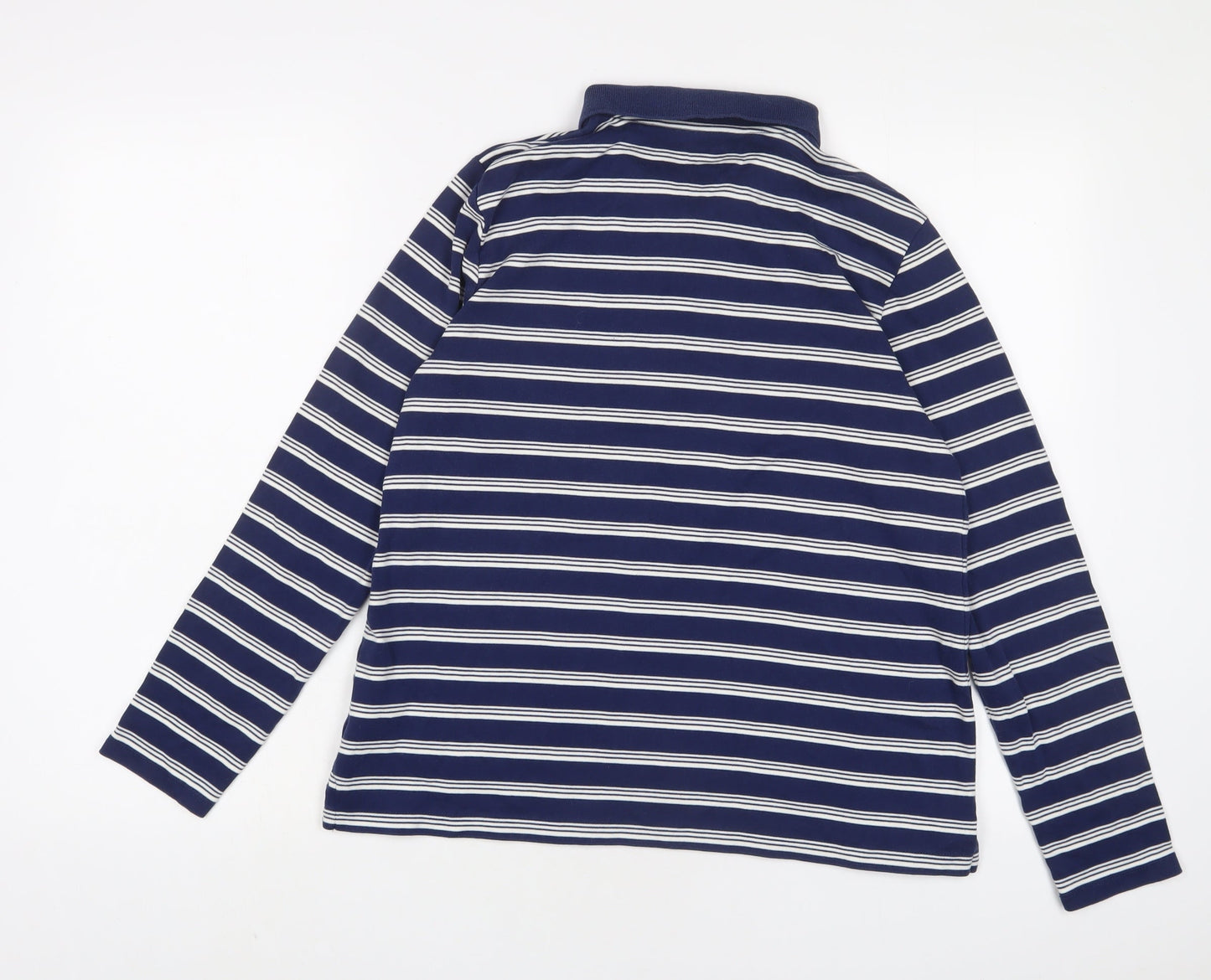 Landsend Womens Blue Striped Viscose Basic Polo Size M Collared