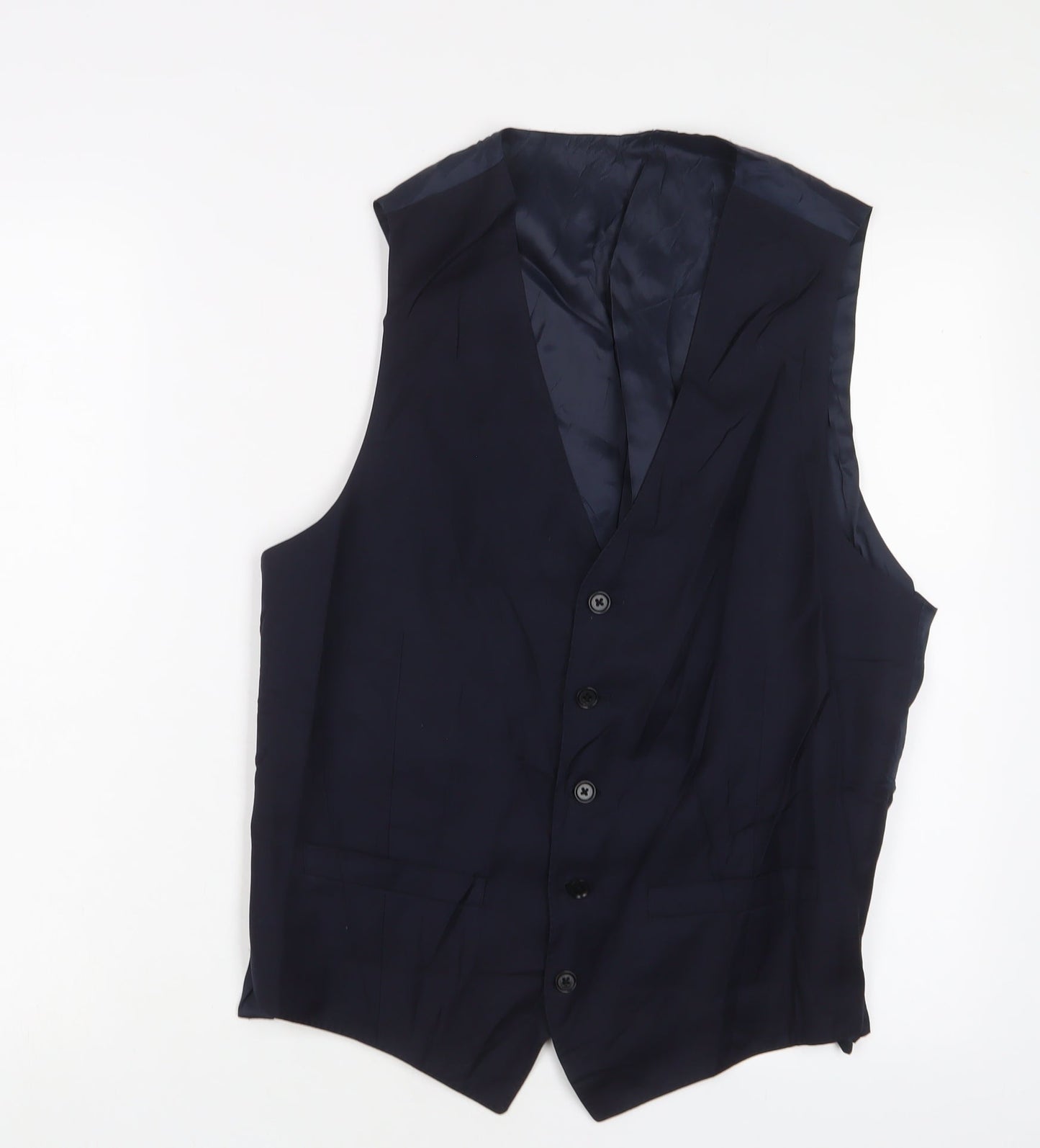 Hawes & Curtis Mens Blue Wool Jacket Suit Waistcoat Size 42 Regular