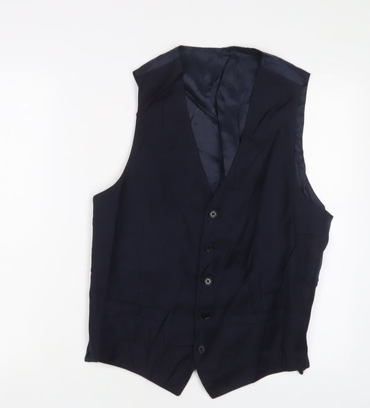 Hawes & Curtis Mens Blue Wool Jacket Suit Waistcoat Size 42 Regular