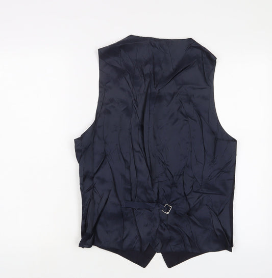 Hawes & Curtis Mens Blue Wool Jacket Suit Waistcoat Size 42 Regular