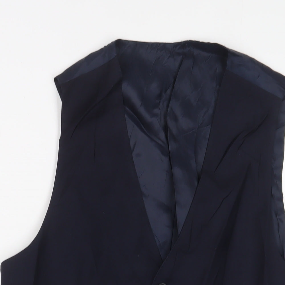 Hawes & Curtis Mens Blue Wool Jacket Suit Waistcoat Size 42 Regular