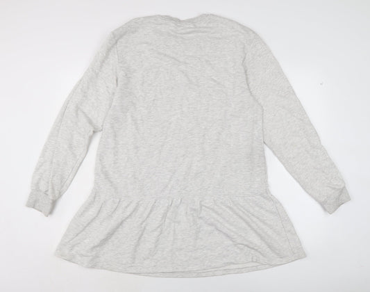 Divided Womens Grey Cotton Jumper Dress Size M Boat Neck