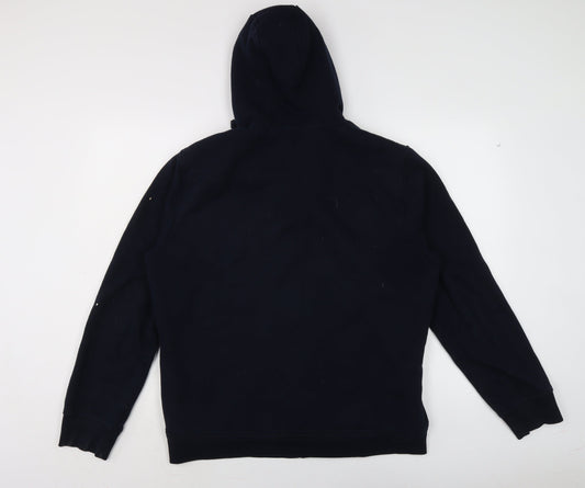 TEX Mens Blue Cotton Full Zip Hoodie Size L