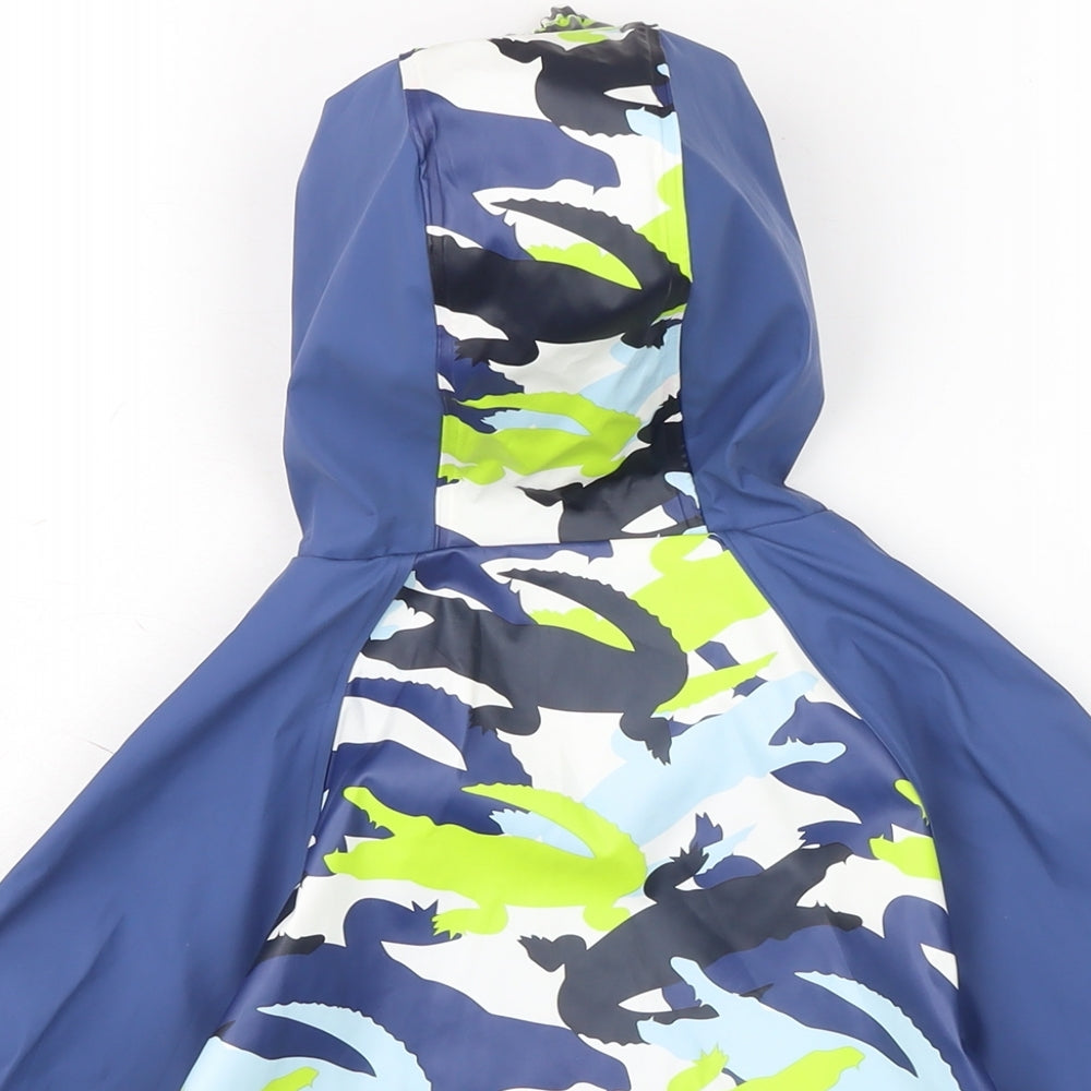 Brand and care label for Lupilo boys’ blue camouflage anorak jacket, size 2-3, years zip