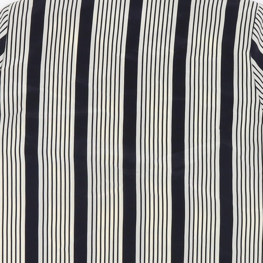 St Michael Womens Blue Striped Polyester Basic T-Shirt Size 10 Crew Neck
