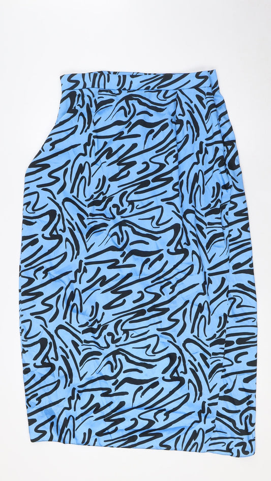 River Island Womens Blue Polyester Wrap Skirt Size 14 Zip