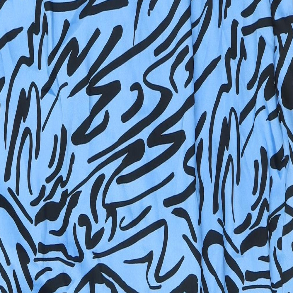 River Island Womens Blue Polyester Wrap Skirt Size 14 Zip