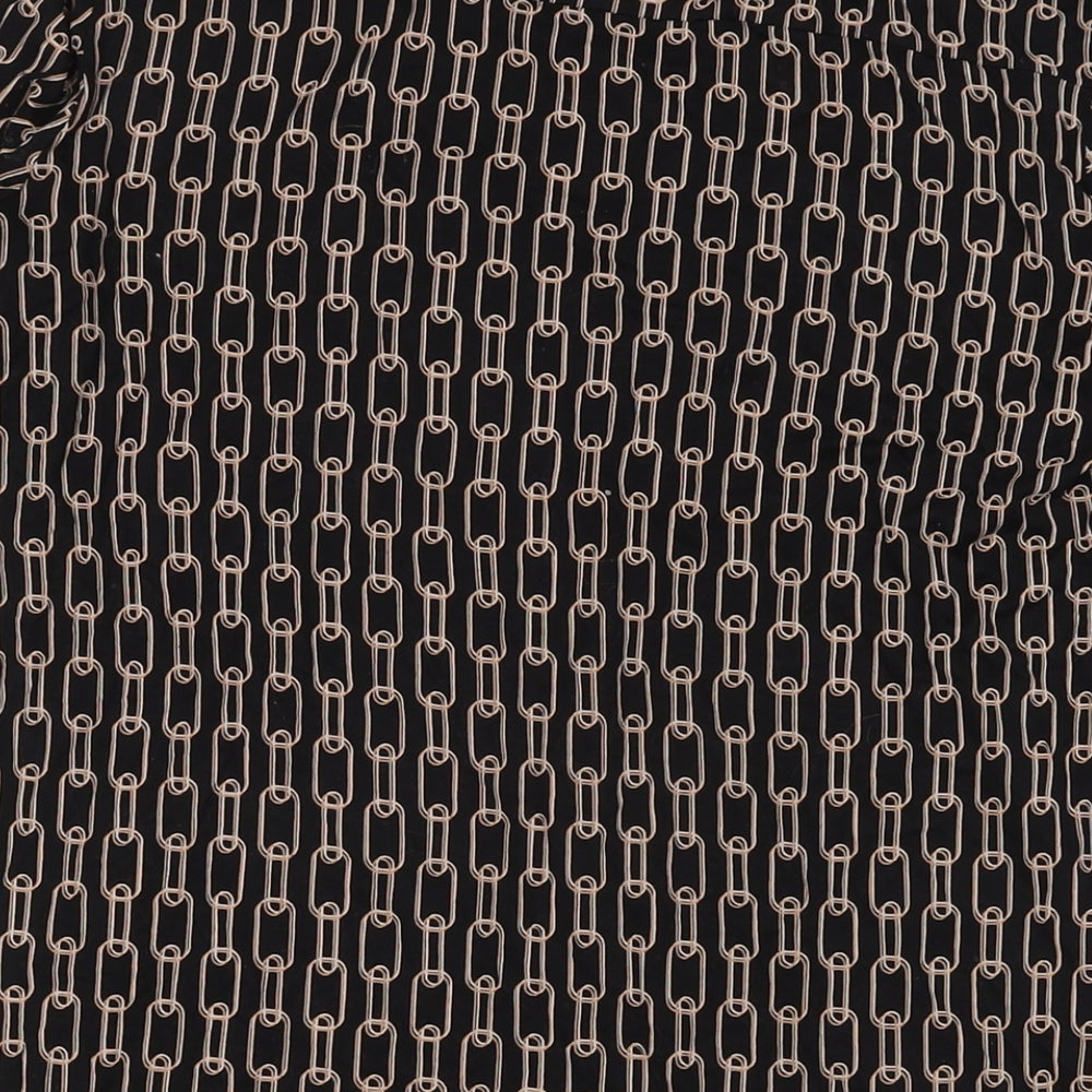 Brand and care label for Principles women’s black polyester tunic blouse, size UK 14, v-neck
