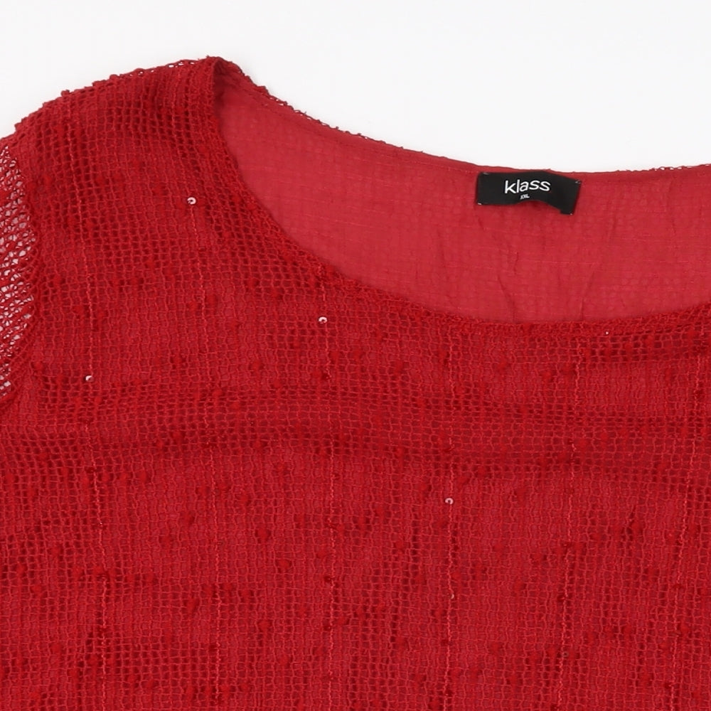 Klass Womens Red Viscose Basic T-Shirt Size 2XL Round Neck