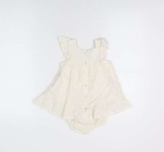 Sergent Major Girls Ivory Cotton Shorts Set Outfit/Set Size 12 Months Button