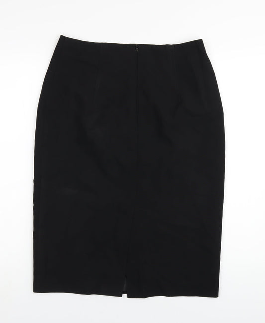 Marks and Spencer Womens Black Polyester Straight & Pencil Skirt Size 12 Zip