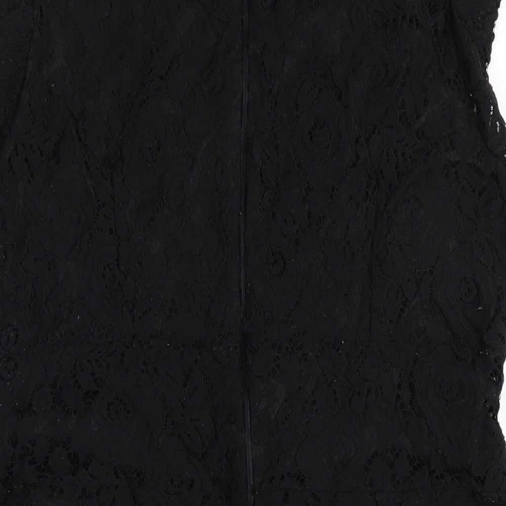 Apricot Womens Black Nylon A-Line Size 16 Round Neck Zip