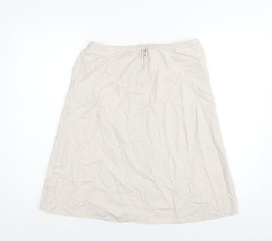 Topshop Womens Beige Linen A-Line Skirt Size 12 Zip