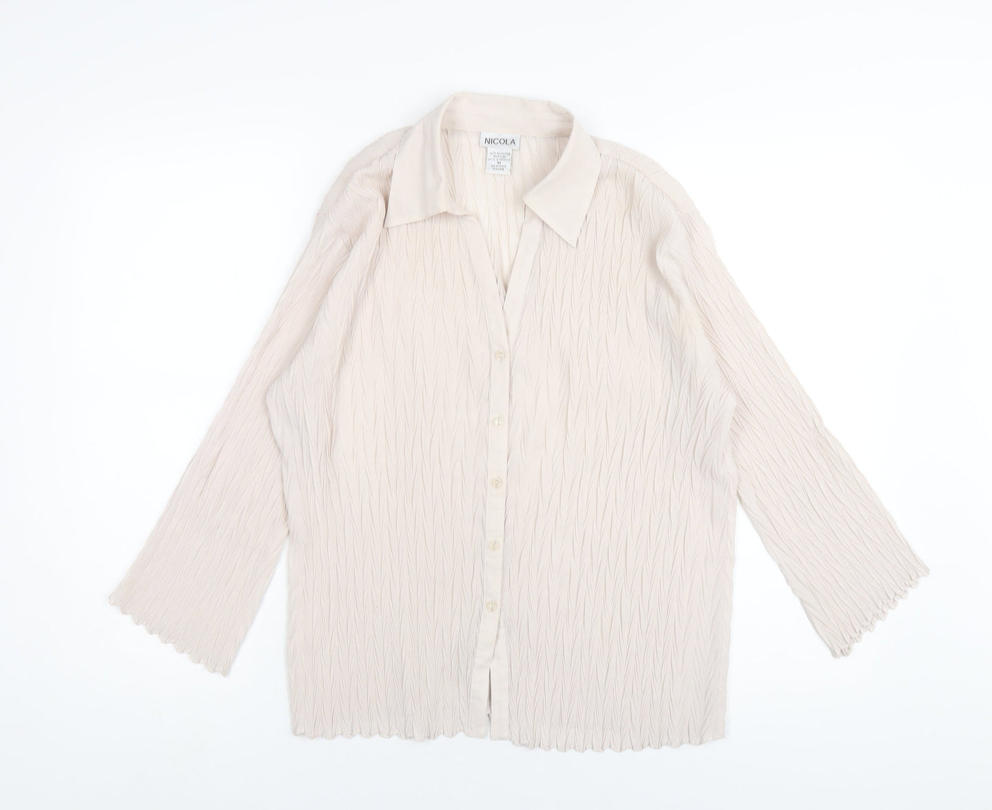 Nicola Womens Ivory Polyester Basic Button-Up Size M Collared