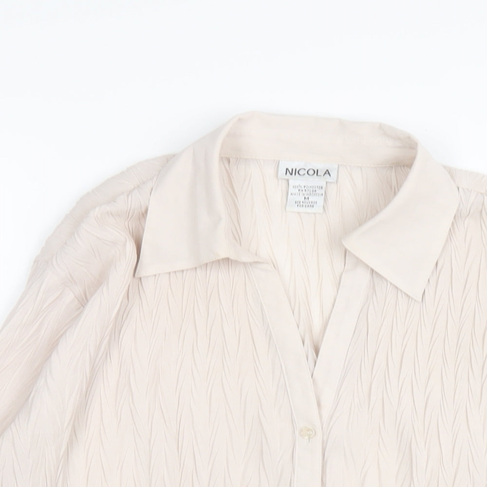 Nicola Womens Ivory Polyester Basic Button-Up Size M Collared