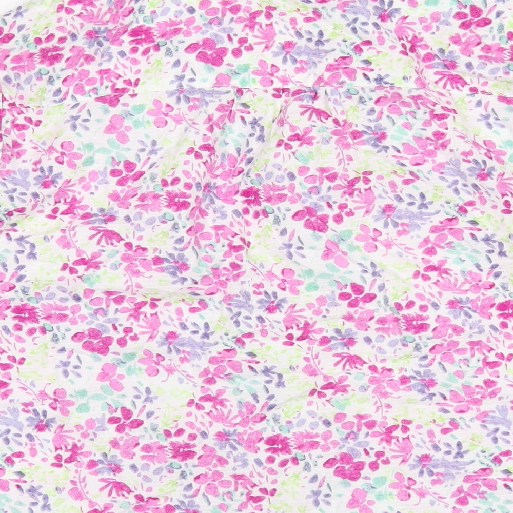 Marks and Spencer Womens Multicoloured Floral Cotton Basic Button-Up Size 12 Collared