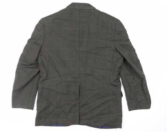 Marks and Spencer Mens Green Herringbone Wool Jacket Blazer Size 40 Regular