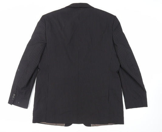 Marks and Spencer Mens Black Striped Polyester Jacket Suit Jacket Size 46 Regular