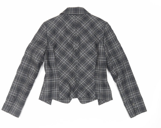 Avidita Womens Grey Plaid Jacket Blazer Size 14 Button