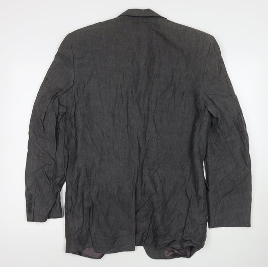 Marks and Spencer Mens Grey Linen Jacket Suit Jacket Size 40 Regular
