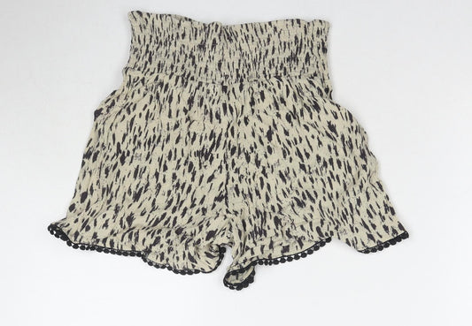 Three Dots Womens Beige Spotted Viscose Mom Shorts Size S L3 in Regular Pull On