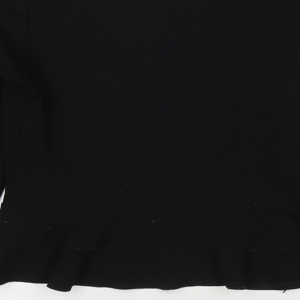 I SAW IT FIRST Womens Black Polyester Basic Blouse Size 8 Round Neck