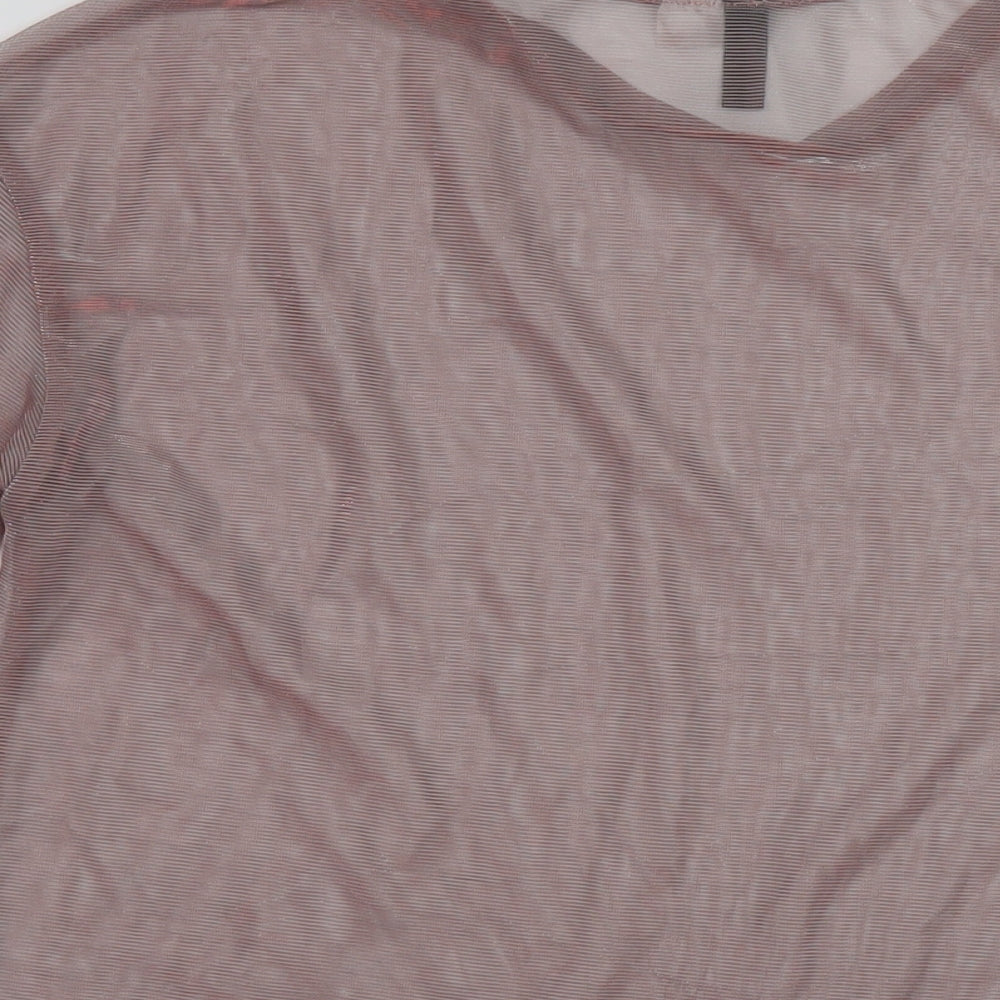 H&M Womens Pink Polyester Basic T-Shirt Size S Round Neck