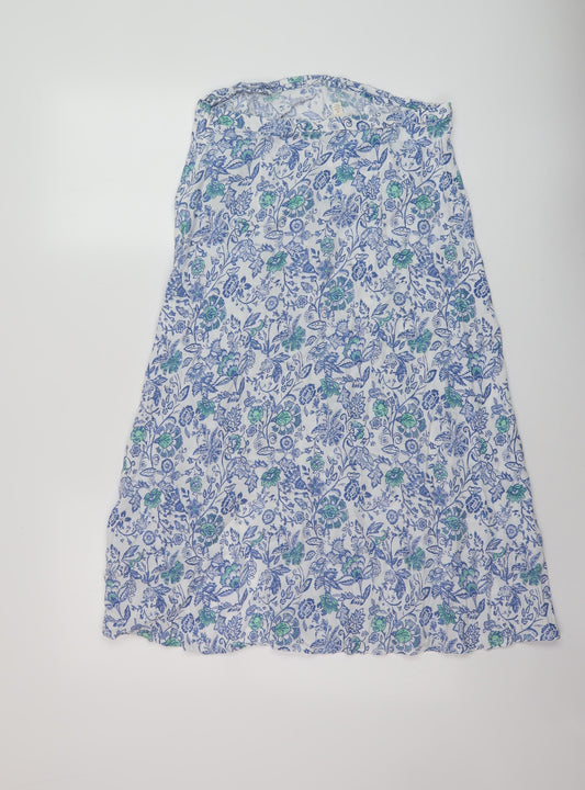 Per Una Womens Blue Floral Viscose A-Line Skirt Size 12 Zip