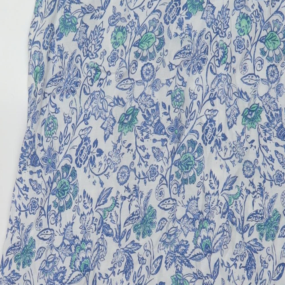 Per Una Womens Blue Floral Viscose A-Line Skirt Size 12 Zip