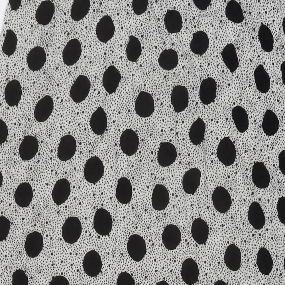 Marks and Spencer Womens Black Polka Dot Viscose A-Line Size 10 Round Neck Pullover