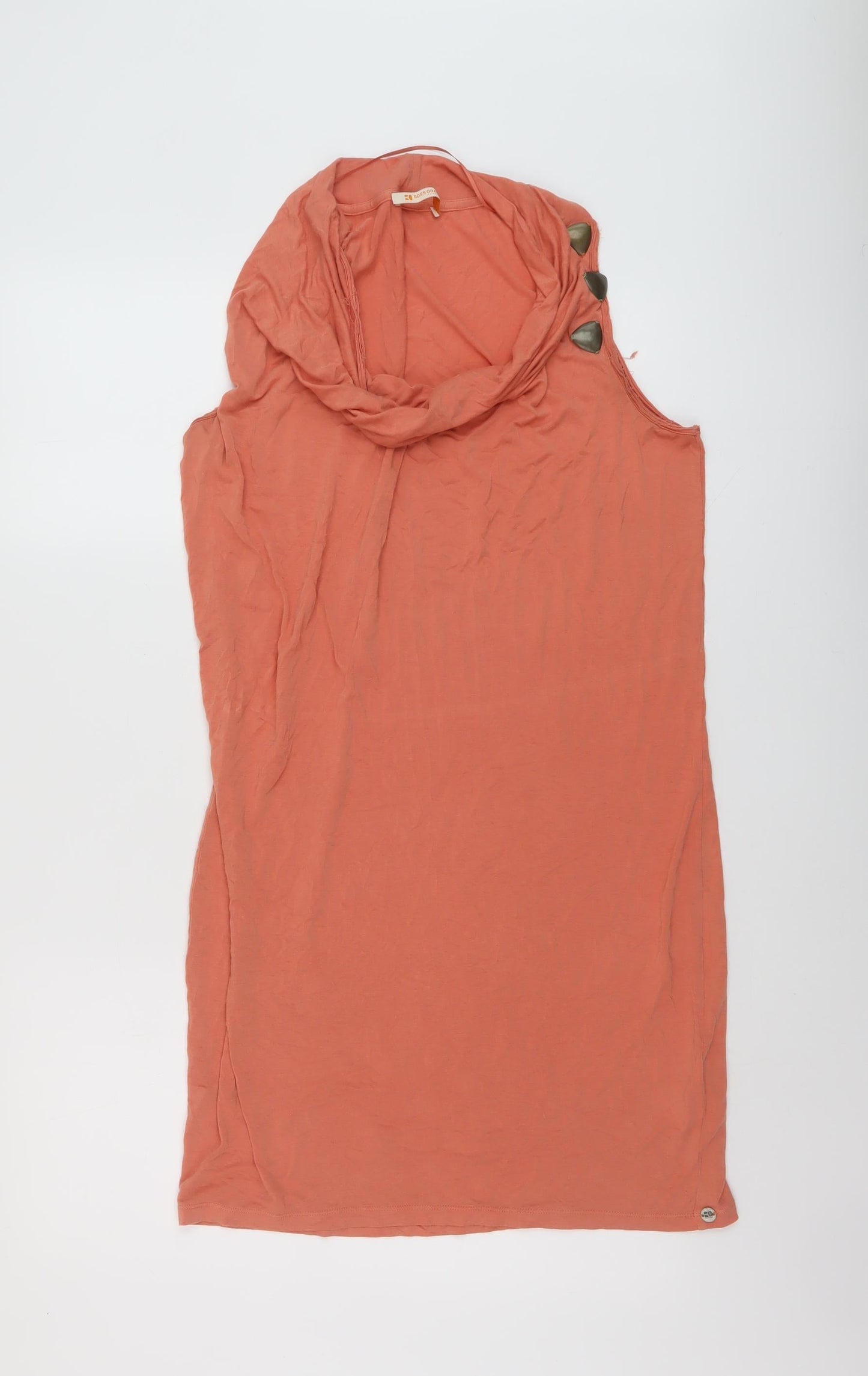Boss Womens Orange Viscose Sheath Size M Cowl Neck Pullover