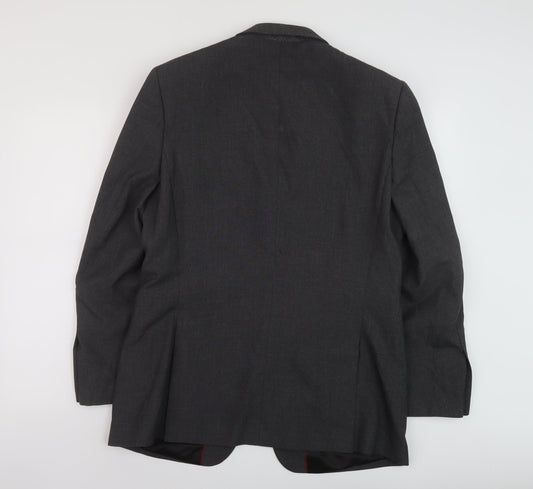 Burton Mens Grey Polyester Jacket Suit Jacket Size 40 Regular