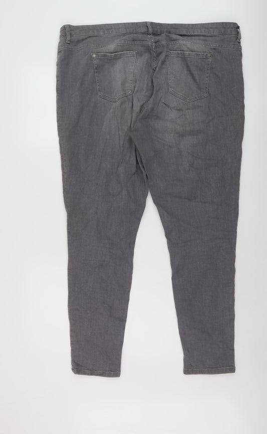 Nine Womens Grey Cotton Skinny Jeans Size 20 L29 in Regular Button
