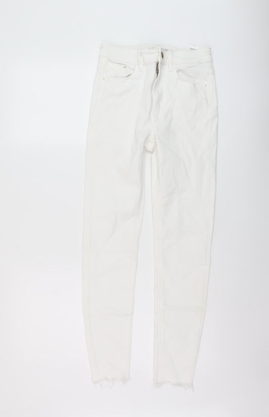 Stradivarius Womens White Cotton Skinny Jeans Size 8 L27 in Regular Button
